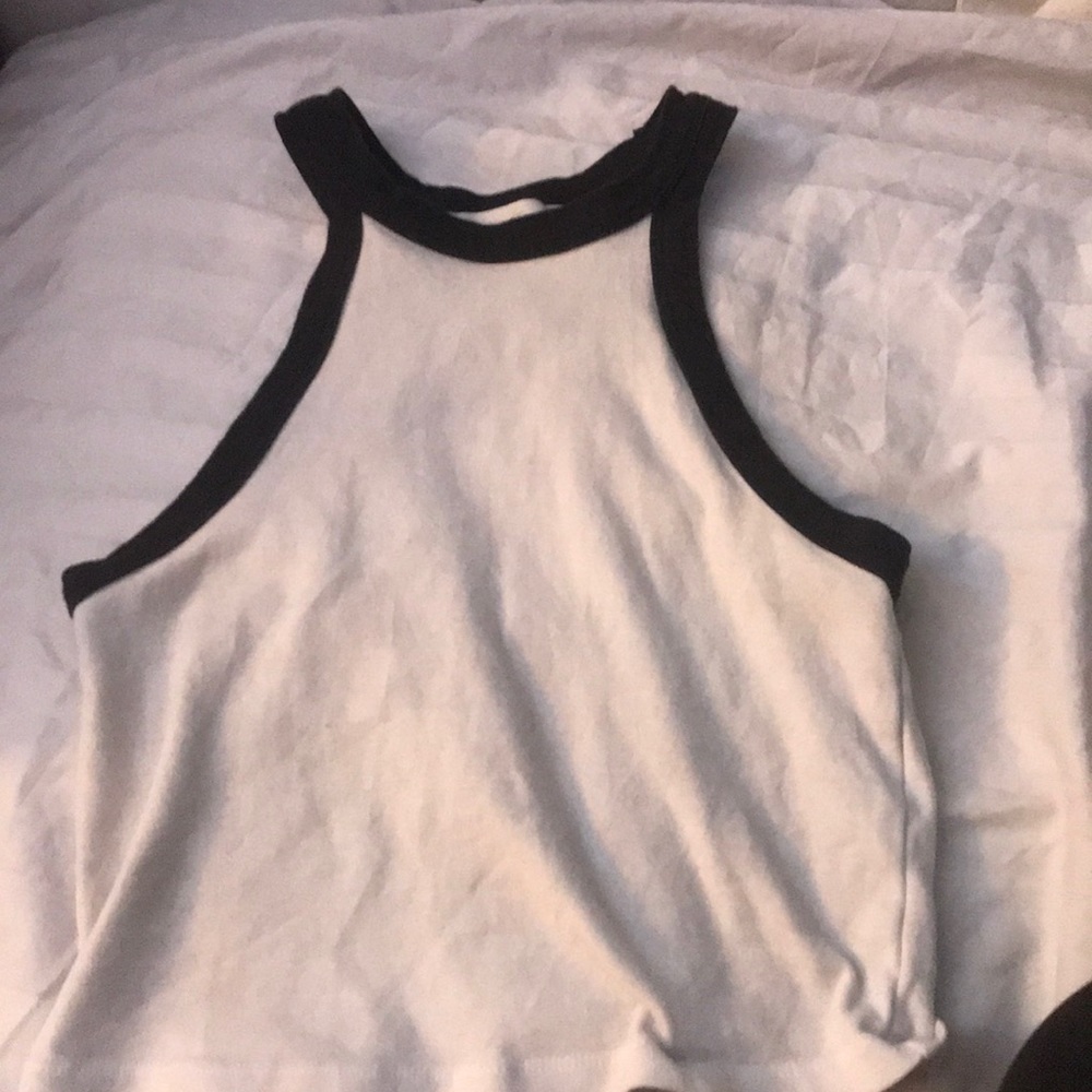 Forever 21 white and black halter top